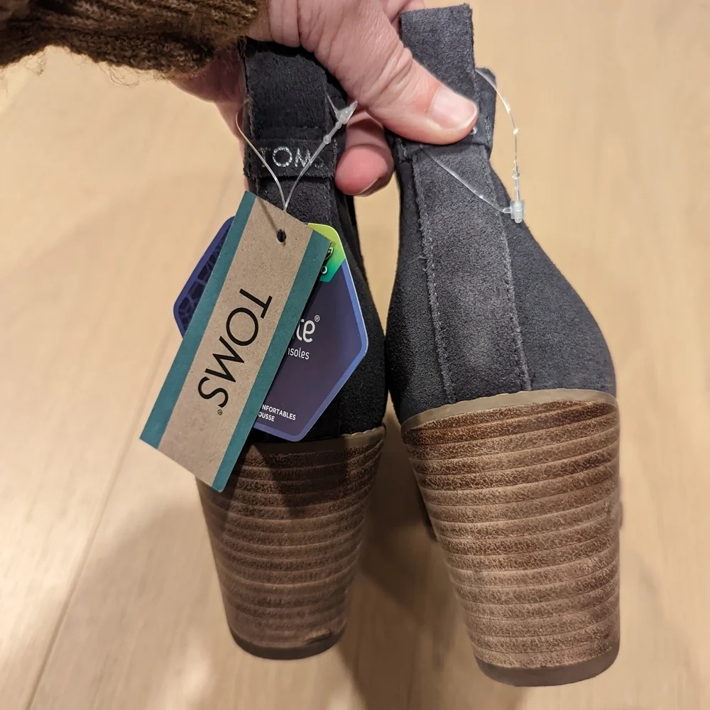 Toms Charcoal Wedge Ankle Boots